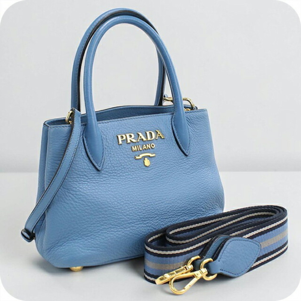 Prada Vitello Daino convertible handbag striped blue